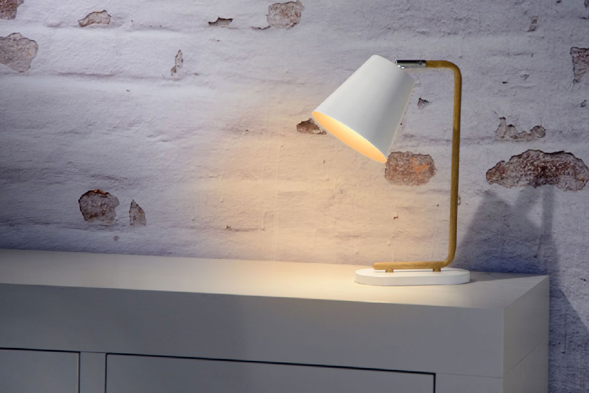 Lucide CONA - Table lamp - White / Wood - E14 - 1 x 40W max. (excl.)